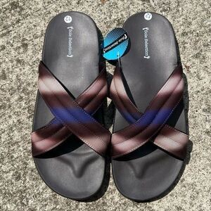 NWT Sole Selection Men’s Slip-on Slides Black Blue Size‎ 12